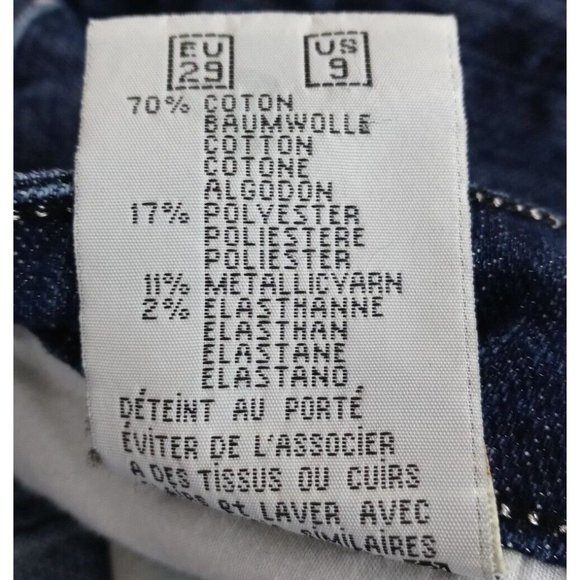 Bisou Deve Dark Wash Metallic Embroidered Mid Rise Bootcut Jeans Size 29 - Picture 9 of 9